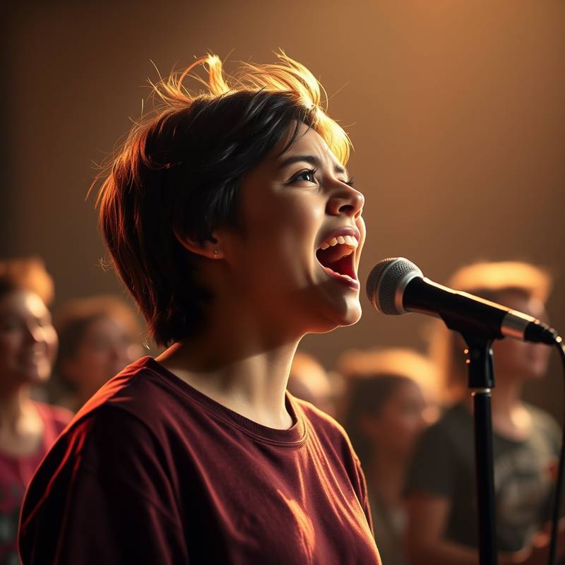 Student singt mit Leidenschaft